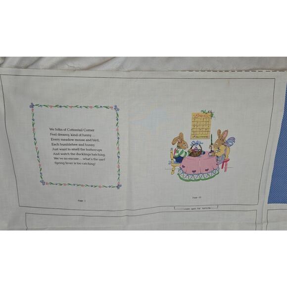 Vintage Cut & Sew Storybook Cottontail Corner Easter Bunny Cranston Uncut Fabric - Picture 10 of 12